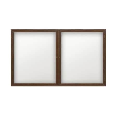 United Visual Products 60"x36" 2-Door Wet/Dry Erase, Black Porcelain/Lt Oak Frame UV854D-LTOAK-BLKPORC